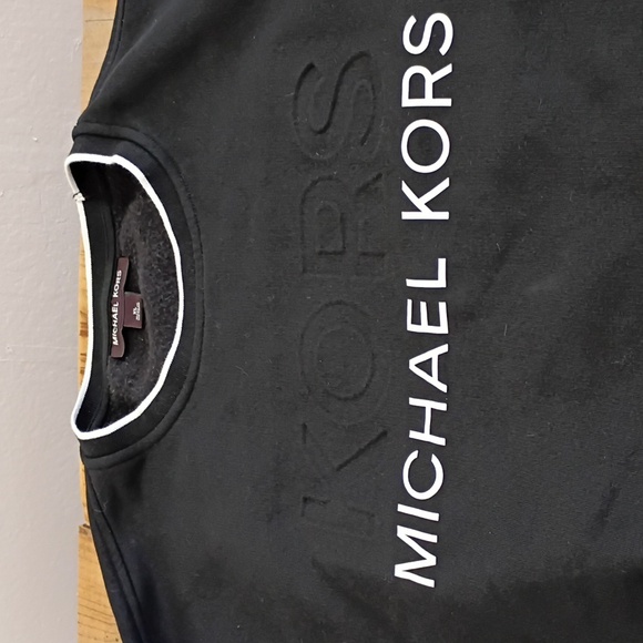 Michael Kors Black Crew Neck Embossed Spell Out Sweatshirt Size XL - Picture 3 of 6